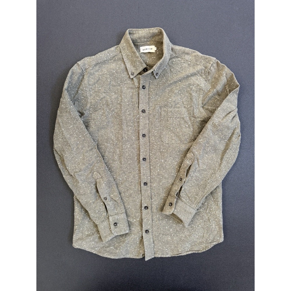 Taylor Stitch Shirt Natural Donegal Organic Cotton Speckled Green Size 40
